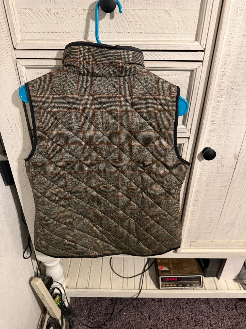 Kenar Quilted Plaid Vest in Brown and Gray